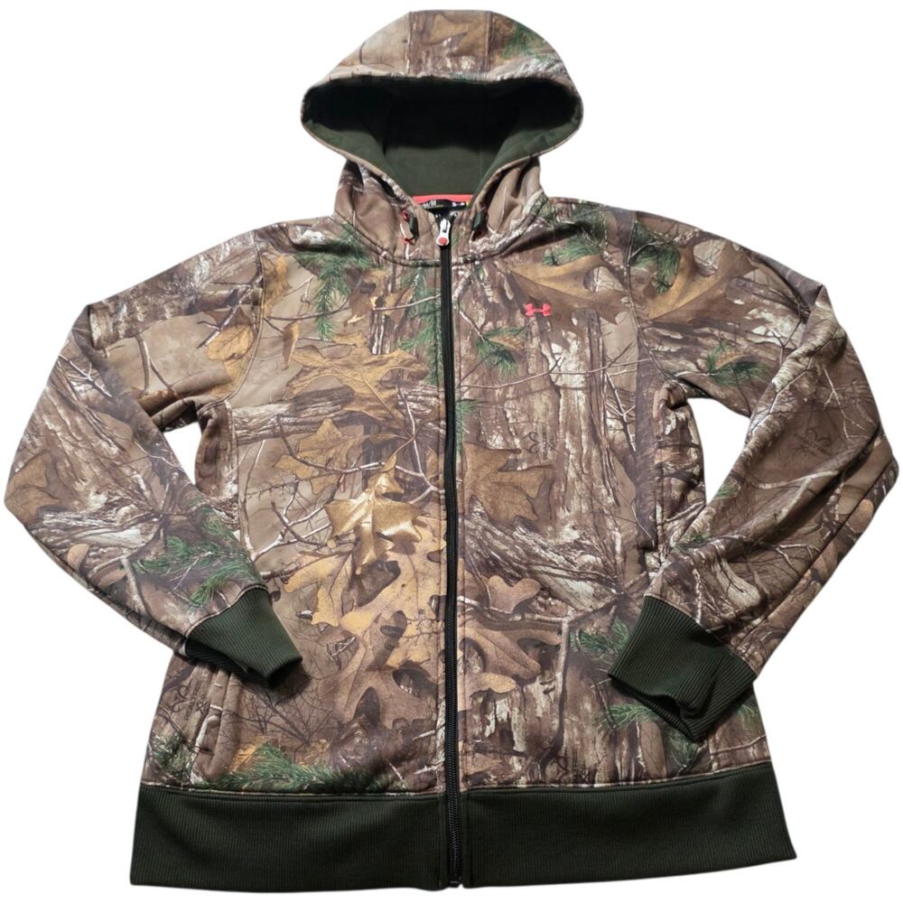 Under Armour Storm Realtree Camo Hunting Hoodie Jacket Women’s Medium Pink Logo